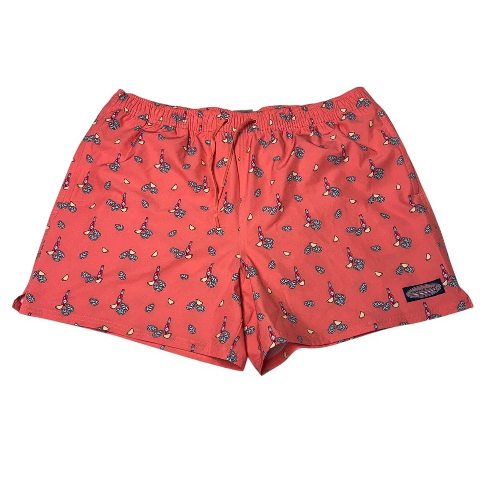Vineyard Vines Mens XL W36 L5 Chappy‎ Swim Trunks Coral Oyster Hot Sauce